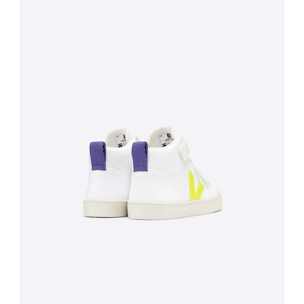 Kids' Veja V-10 MID CWL Shoes White/Purple | ZA 797CTV